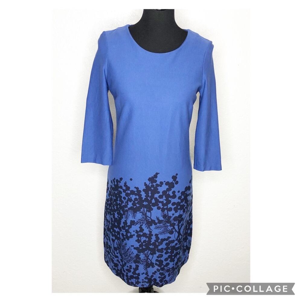 Boden blue navy blue floral leaf print sheath dress size 6R